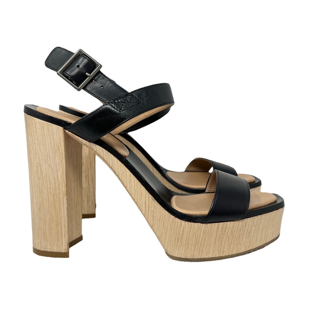 Calvin Klein Collection Black Leather Platform Sandal Size 38